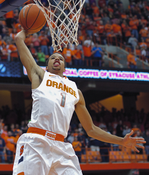 Michael Carter-Williams has played well against smaller guards on opposing teams. The 6-foot-6 point guard has had a height advantage over guards on each of the teams the Orange has played.