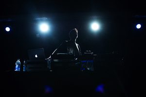 Hudson Mohawke, a DJ from Scotland, performs to a small crowd in the Schine Underground. The show was part of University Union's Bandersnatch Concert Series. 