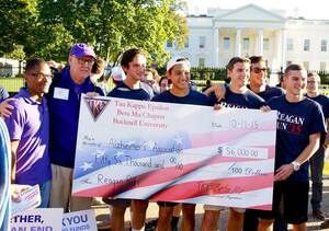 About 60 members of the Tau Kappa Epsilon fraternity at Bucknell University raised $60,080 in a relay to benefit the Alzheimer’s Association.