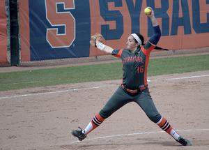 Syracuse pitcher Jocelyn Cater was credited with a loss in SU's first game against UVA on Saturday but picked up a save in the second game of a doubleheader.