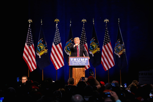 President Donald Trump stopped to campaign in Syracuse, spreading his message that he would 