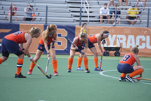 Roos Weers (far left) scored on one penalty corner and had another goal off a set piece called back for a violation.