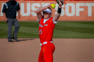 Kaia Oliver (pictured last season) saw her season ERA increase to 7.11 after her appearance against Notre Dame. 