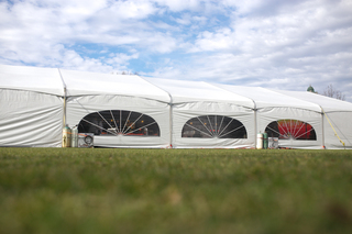 A view of the inauguration reception tent.