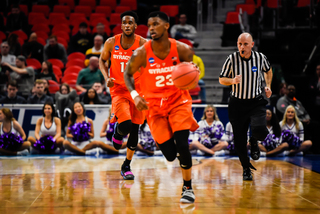 Howard looks to push up the floor in transition. Boeheim said after the game that SU was not effective in transition. 