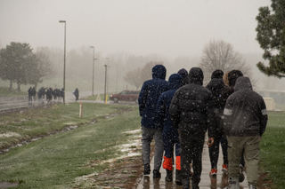 SU athletes walk from Skytop on South Campus to Coyne Stadium in support of Black equality.