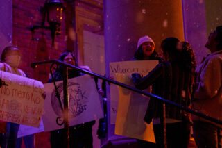 Take Back the Night is a student protest that asks for safer streets at night amidst sexual violence that women experience when they walk alone at night. The protesters rallied on the steps of Hendricks Chapel. 